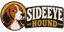 A stylized logo featuring a brown, white, and black beagle illustration inside a tan circle on the left, next to the words “SIDEYE HOUND” in large white and tan lettering on a black banner.